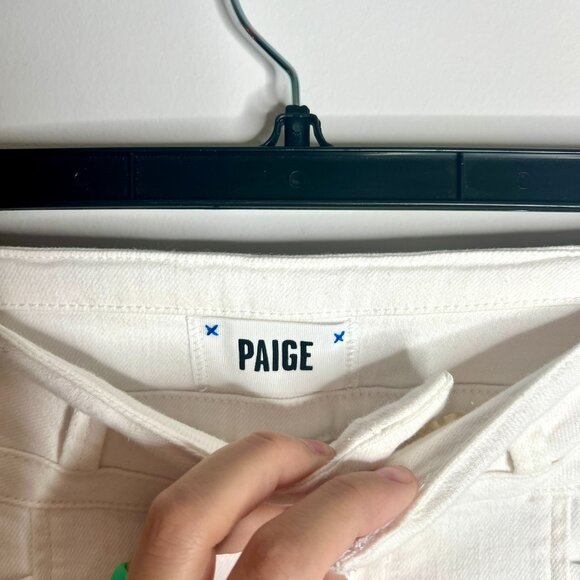 Paige Jeans Frankie Inset Wide Leg Cropped Crisp White Cotton Preppy Sz 27 - Picture 2 of 6
